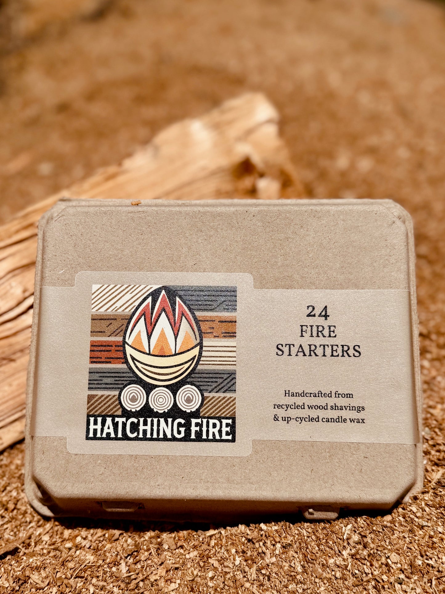 24 Fire Starters in Hatching Fire Egg Carton