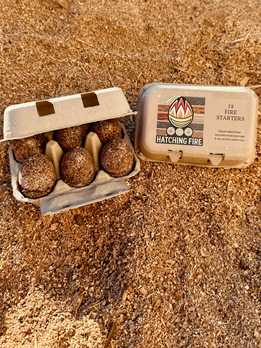 12 Fire Starters in Hatching Fire Egg Carton